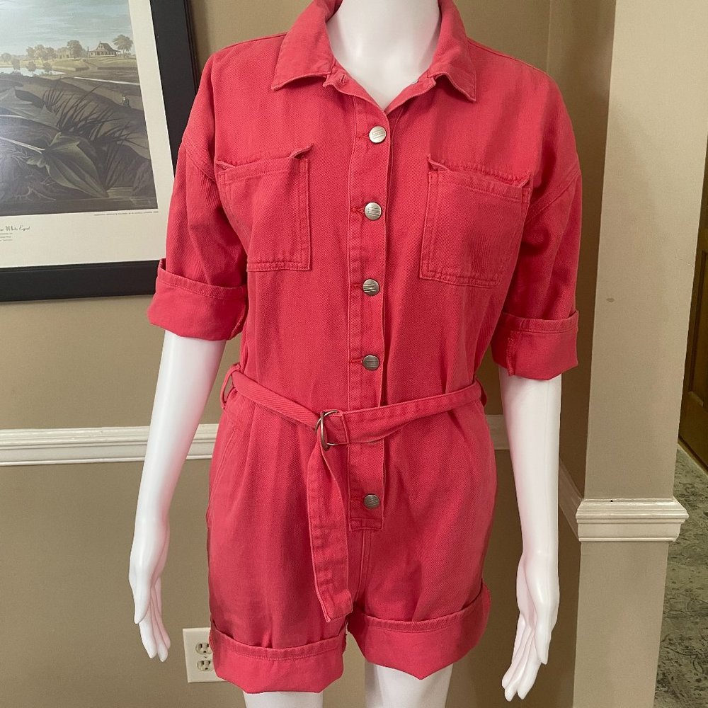 Twin - Pink Jean Romper - XS